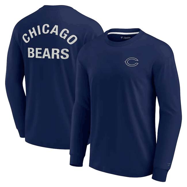 Men's Navy Chicago Bears Signature Unisex Super Soft Long Sleeve T-Shirt